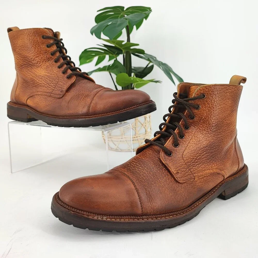 Taft Men's The Rome Brown Leather Ankle Boots Size 8